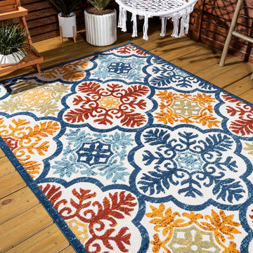 Cassis Ornate Ogee Trellis High-low Indoor/outdoor Area Rug